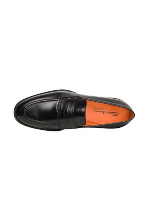 Black leather Easy penny loafer SANTONI | MGEO18964NEAXNTGN01.
