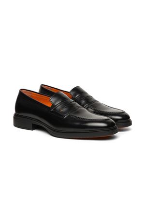 Black leather Easy penny loafer SANTONI | MGEO18964NEAXNTGN01.