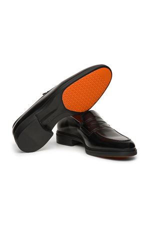 Black leather Easy penny loafer SANTONI | MGEO18964NEAXNTGN01.