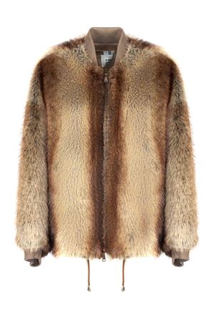 Chestnut faux fur bomber jacket SWORD | 8992EKOCHESTNUT