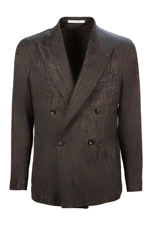 Brown virgin wool, silk and cotton blend blazer TAGLIATORE | GWARNER2DKC90019EN867