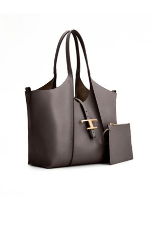 Borsa Shopping T Timeless in Pelle Piccola Grigio TOD'S | XBWTSBA0200XSOB400