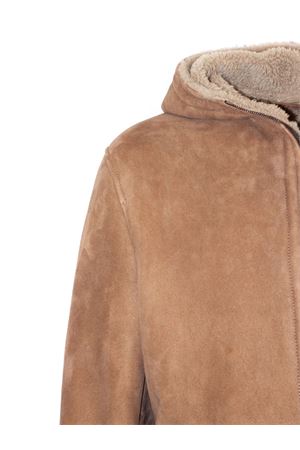 Beige suede shearling parka VOLFAGLI | CARUSOTAUPE