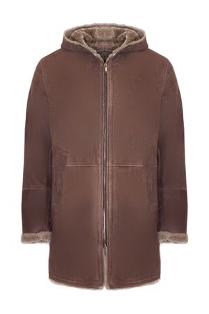 Dark brown suede shearling parka VOLFAGLI | CARUSOTMORO
