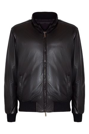 Fox reversible jacket in black leather VOLFAGLI | FOX18NERO