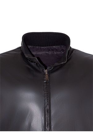 Fox reversible jacket in black leather VOLFAGLI | FOX18NERO