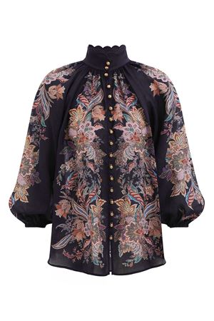 Blusa con maniche a sbuffo Rhiannon ZIMMERMANN | 4273TSS251NAVMLTPAI