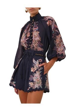 Blusa con maniche a sbuffo Rhiannon ZIMMERMANN | 4273TSS251NAVMLTPAI