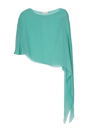 Aqua green asymmetric silk blouse ANTONELLI | MELONE261733