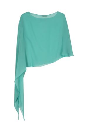Aqua green asymmetric silk blouse ANTONELLI | MELONE261733