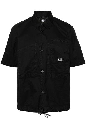Black crinkled shirt C.P.COMPANY | 16CMSH274A006506G999