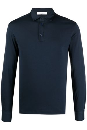 Navy blue cotton blend polo shirt CRUCIANI | UC41T01TE01ZPO0110973