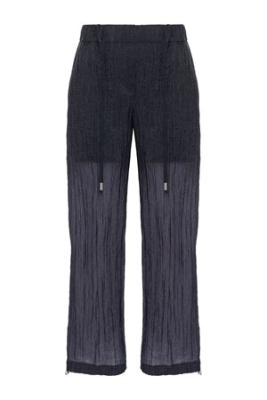 Midnight blue seersucker straight trousers PESERICO | P04038D01510761