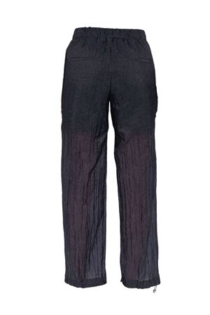 Midnight blue seersucker straight trousers PESERICO | P04038D01510761