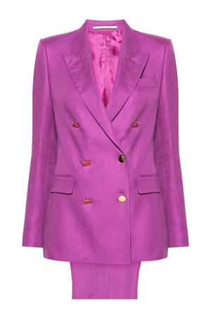 Fuchsia double-breasted linen suit TAGLIATORE | TPARIGI10BAD340021EY924
