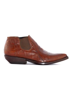 Brown Crocodile Print Leather Slip-On SONORA | 49537647573MARRONE