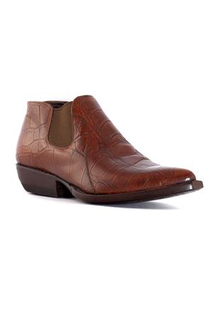 Brown Crocodile Print Leather Slip-On SONORA | 49537647573MARRONE
