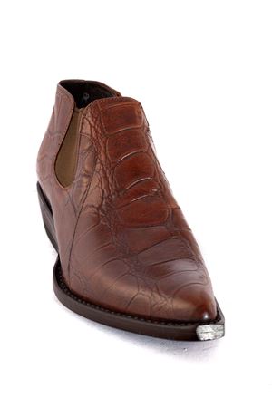 Brown Crocodile Print Leather Slip-On SONORA | 49537647573MARRONE