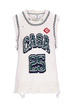 White cotton logo top CASABLANCA | WS25KW96001.