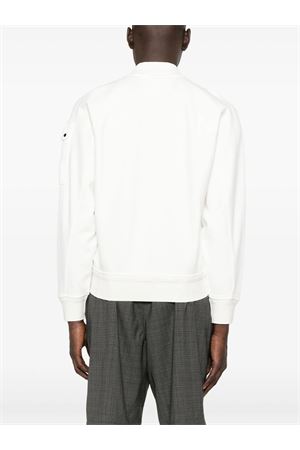 White Cotton Diagonal Fleece Full Zip Sweatshirt C.P.COMPANY | 18CMSS048A110044G103