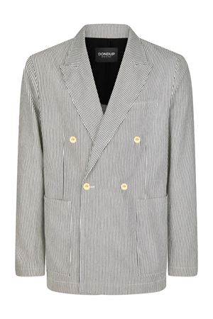 Double-breasted blazer in striped denim DONDUP | UJ936EF0149UA27800