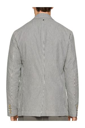 Double-breasted blazer in striped denim DONDUP | UJ936EF0149UA27800