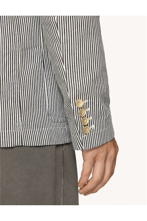 Double-breasted blazer in striped denim DONDUP | UJ936EF0149UA27800