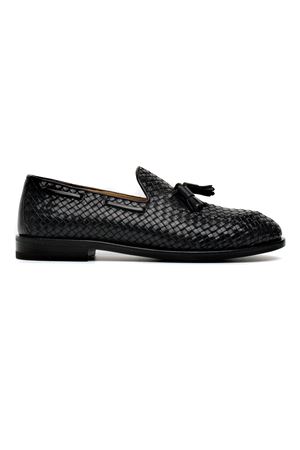 Black woven calfskin loafer HENDERSON | 74403PONERO