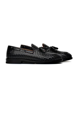 Black woven calfskin loafer HENDERSON | 74403PONERO