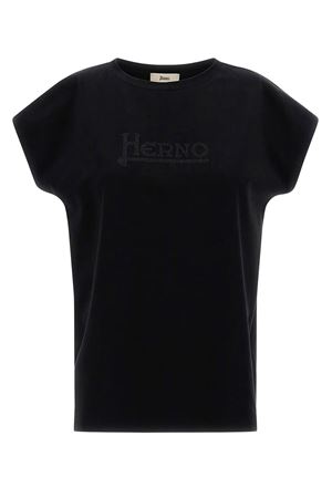 T-Shirt In Jersey Interlock Stretch Di Cotone Nero HERNO | JG000211D520099393