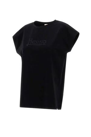 T-Shirt In Jersey Interlock Stretch Di Cotone Nero HERNO | JG000211D520099393