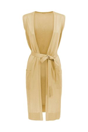 Cardigan lungo smanicato in lurex dorato KANGRA | 19700700006