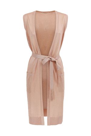 Cardigan lungo smanicato in lurex rosa KANGRA | 19700700008
