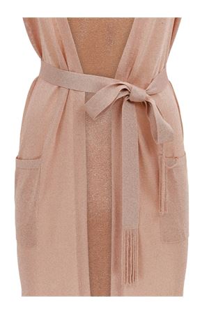 Cardigan lungo smanicato in lurex rosa KANGRA | 19700700008