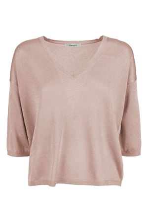 Maglia scollo a V in lurex rosa KANGRA | 19727700008
