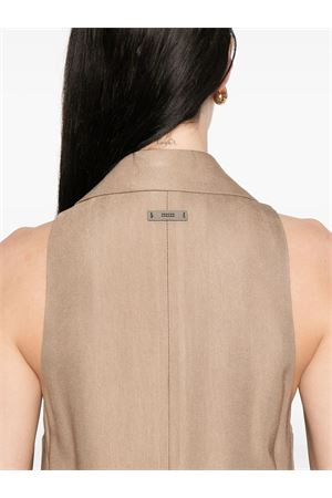 Light brown linen blend waistcoat PESERICO | S0300401921048