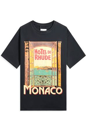 Hotel Di Monaco Black cotton T-shirt RHUDE | RHSS25TT100122306