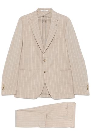 Light beige virgin wool and silk pinstripe suit TAGLIATORE | 2SMC26K11520101A3184