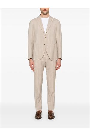 Light beige virgin wool and silk pinstripe suit TAGLIATORE | 2SMC26K11520101A3184
