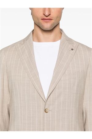 Light beige virgin wool and silk pinstripe suit TAGLIATORE | 2SMC26K11520101A3184