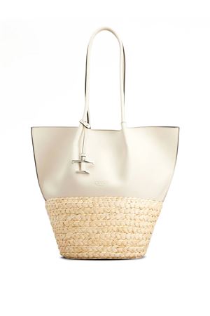 Borsa Shopping in Paglia e Pelle Media TOD'S | XBWBUXA0300UBY5Q63