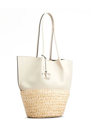 Borsa Shopping in Paglia e Pelle Media TOD'S | XBWBUXA0300UBY5Q63
