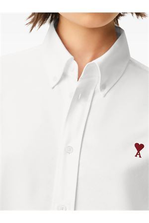 Camicia button-down in cotone bianco AMI | BFUSH063CO0031168