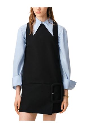 Short dress in black virgin wool AMI | FDR641WV0195001