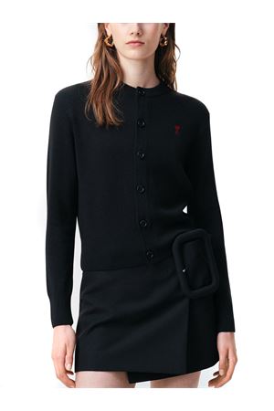 Cardigan in maglia di lana merino nero AMI | FKC361001009