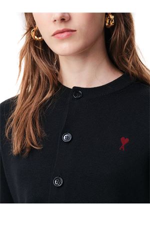 Cardigan in maglia di lana merino nero AMI | FKC361001009