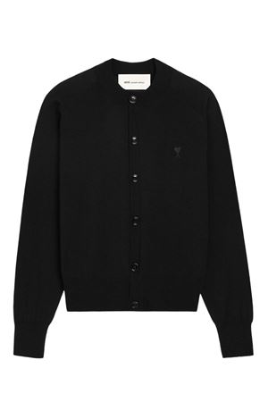 Cardigan in maglia di lana merino nero AMI | FKC386KN00390180