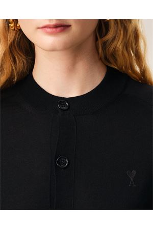 Cardigan in maglia di lana merino nero AMI | FKC386KN00390180