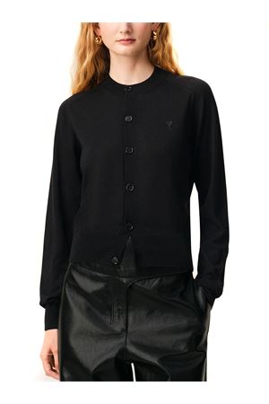 Cardigan in maglia di lana merino nero AMI | FKC386KN00390180