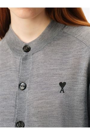Cardigan in maglia di lana merino grigio AMI | FKC386KN00390504